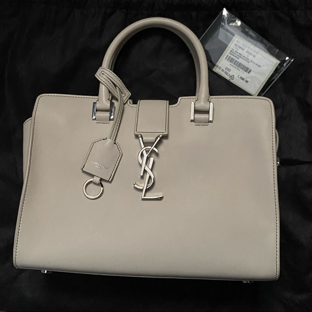 LIMITED YSL Eggshell Monogram Cabas Baby